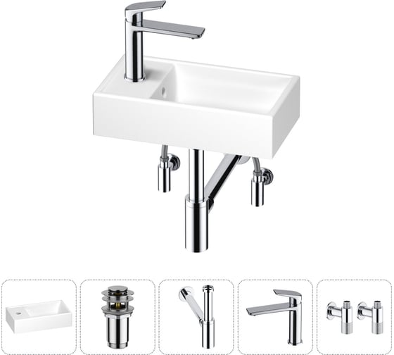 Изображение товара Маленькая раковина для ванной комнаты или туалета Wellsee WC Area в наборе 5 в 1 202010499