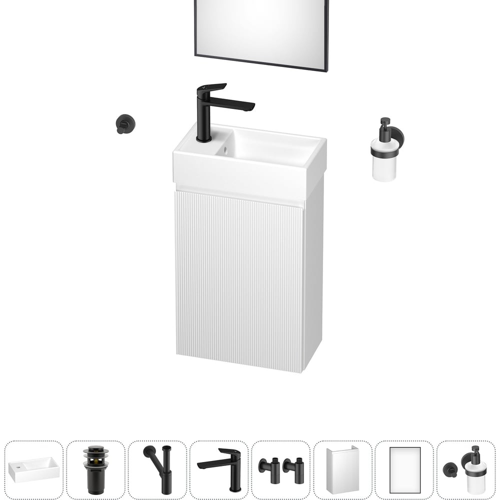 Изображение товара Подвесная мебельная тумба с раковиной Wellsee WC Area 9 в 1 современный дизайн