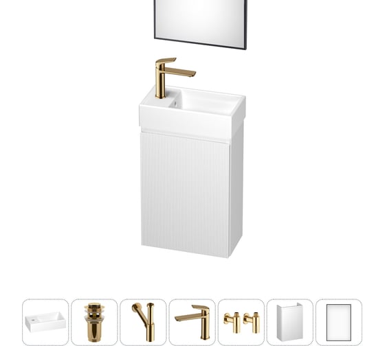 Изображение товара Подвесная мебельная тумба с раковиной Wellsee для ванной комнаты или туалета WC Area в наборе 7 в 1 202010509