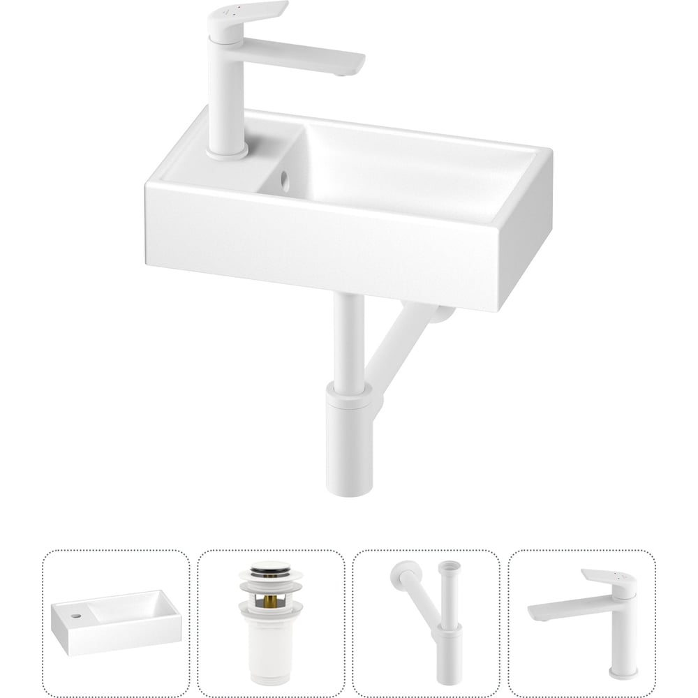 Изображение товара Маленькая раковина для ванной комнаты Wellsee WC Area набор 4 в 1 компактная