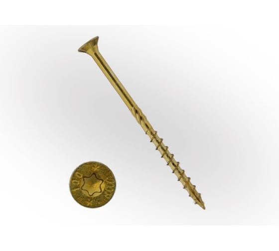 Изображение товара Саморез конструкционный ЖЕСТЬ потай, Torx, желтый цинк, 5x50, 80 шт., контейнер УТ-00010396