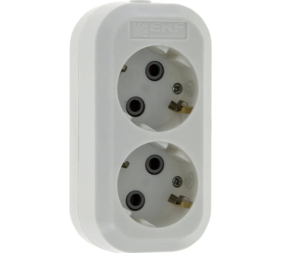 Изображение товара Колодка на 2 гнезда EKF Эксперт, c заземлением, 16А AKB16-2