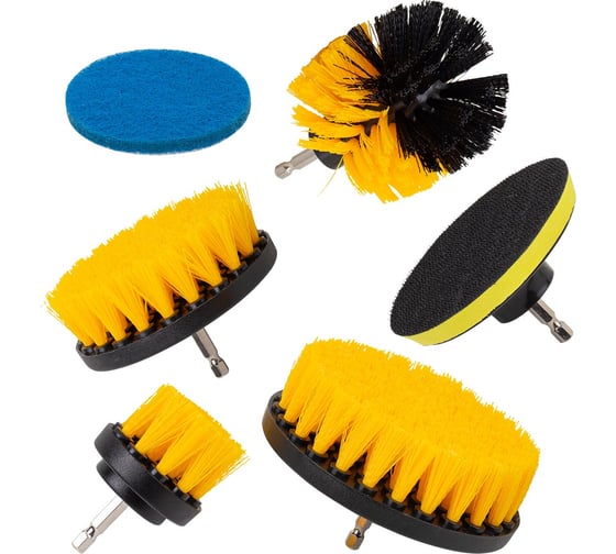 Изображение товара Щетки сменные для уборки, химчистки, набор 6 предметов Forcekraft FK-CBK-04(60344)