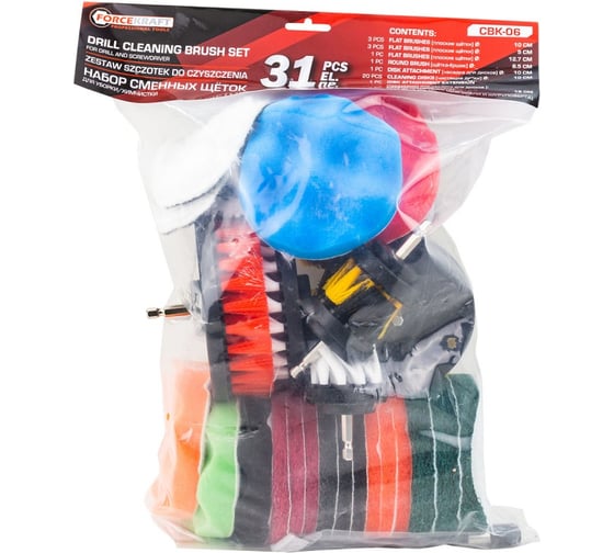 Изображение товара Щетки сменные для уборки, химчистки, набор 31 предмет Forcekraft FK-CBK-06(60349)