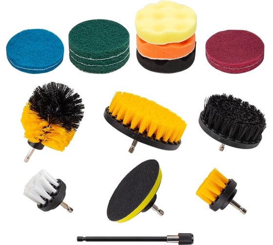 Изображение товара Щетки сменные для уборки, химчистки, набор 17 предметов Forcekraft FK-CBK-05(60346)