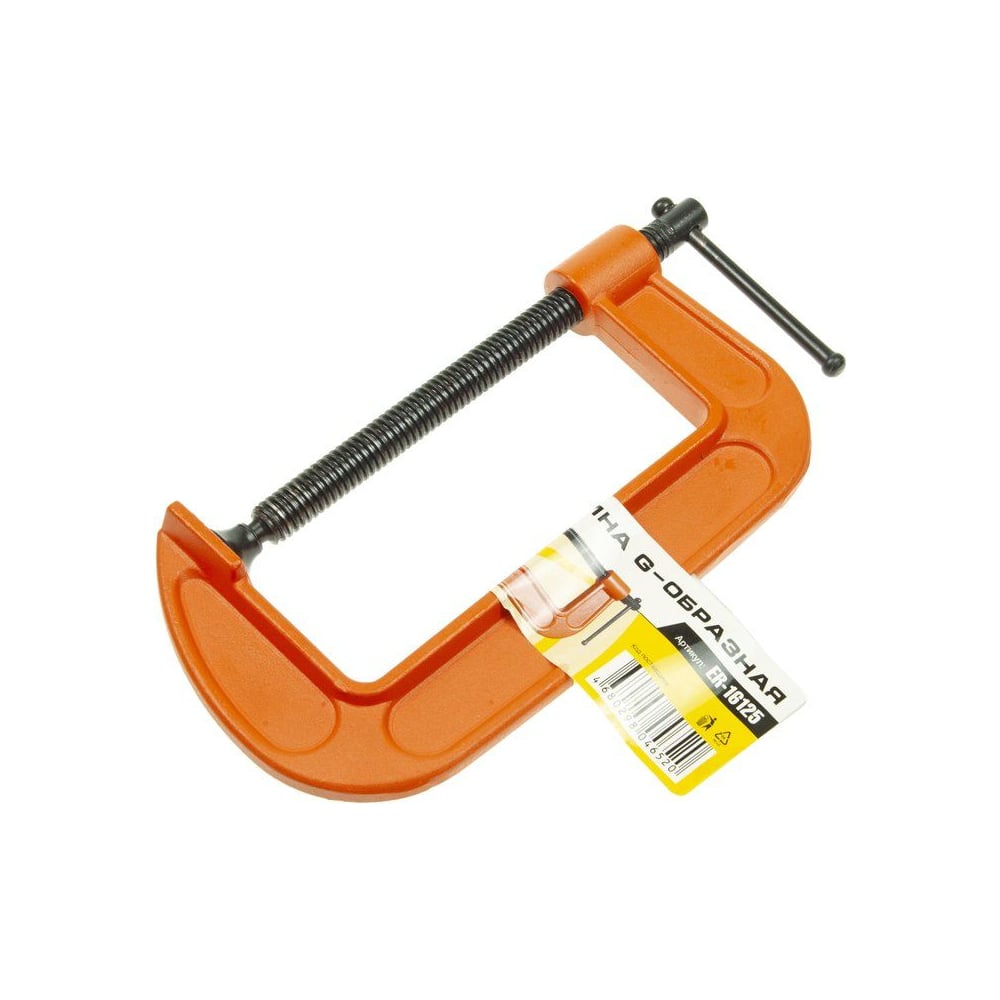 Изображение товара Струбцина G-образная ЭВРИКА 5" 125 мм ER-16125 - прочная стальная зажимка для дерева, металла и пла