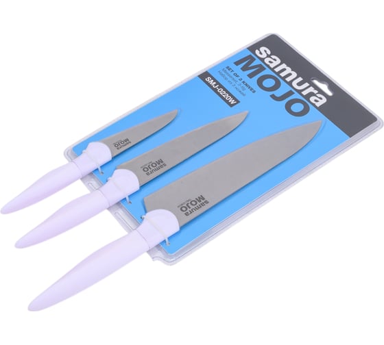 Изображение товара Набор ножей 3 в 1 Samura MOJO 10, 23, 85, корроз.-стойкая сталь, полипропилен белый SMJ-0220W/K