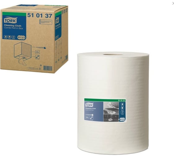 Изображение товара Протирочный нетканый материал TORK Система W1-W3 Premium, 400л в рулоне, 32 х38 см, арт. 510137 12180 127858