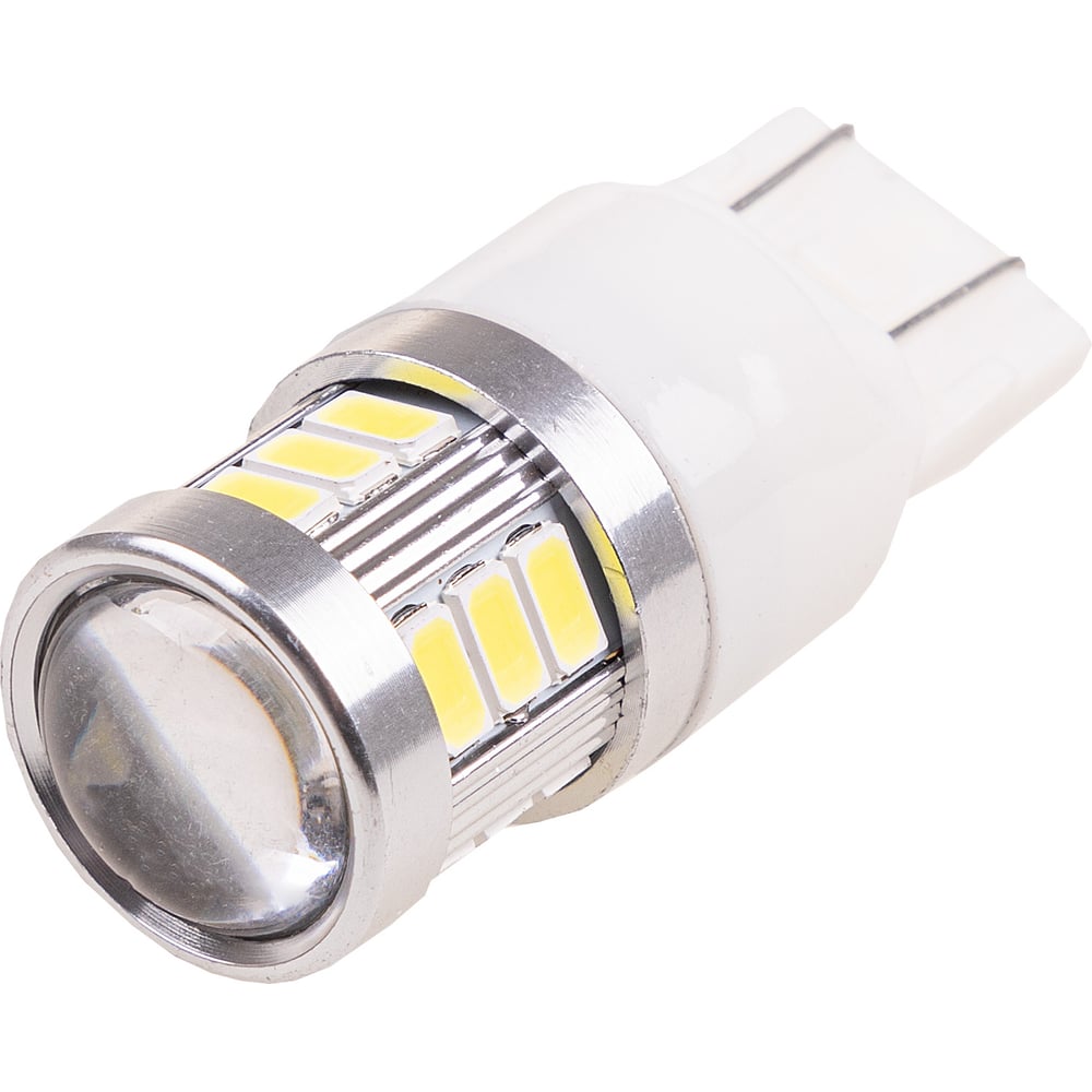 фото Автолампа skyway диод t20w21/5w 12-24v 18smd 2-конт биполярная белая повороты, задний ход, стопы s08202044