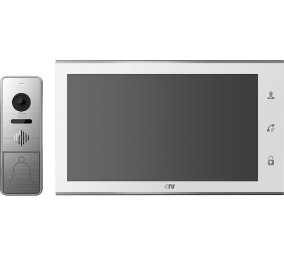Изображение товара Комплект видеодомофона (вызывная панель -D4005 и монитор -M4105AHD) CTV -DP4105AHD W, поддержка формата Full HD, монитор с экраном 10" белый 10-0000331