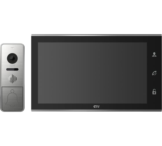 Изображение товара Комплект видеодомофона (вызывная панель -D4005 и монитор -M4105AHD) CTV DP4105AHD B, поддержка формата Full HD, монитор с экраном 10" черный 10-0000330