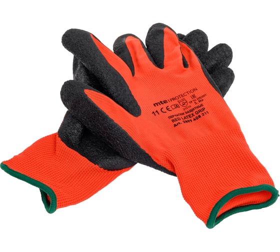 Изображение товара Перчатки защитные MTE полиэстер/латекс, красно-черные, размер 11 2899408211