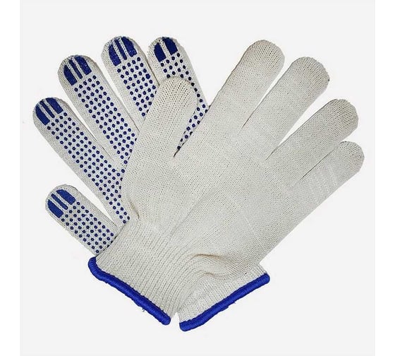 Изображение товара Перчатки вязанные хлопковые с точечным ПВХ-покрытием MTE 5 нитей, ручной оверлок манжеты "Премиум" 9501008787