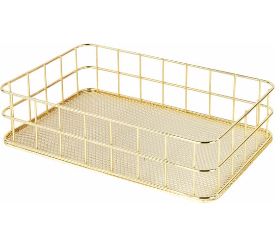 Изображение товара Органайзер корзинка для косметики и мелочей металлическая ОФИСМАГ MONTE VITA, 242x162x63 мм, золото, 272481