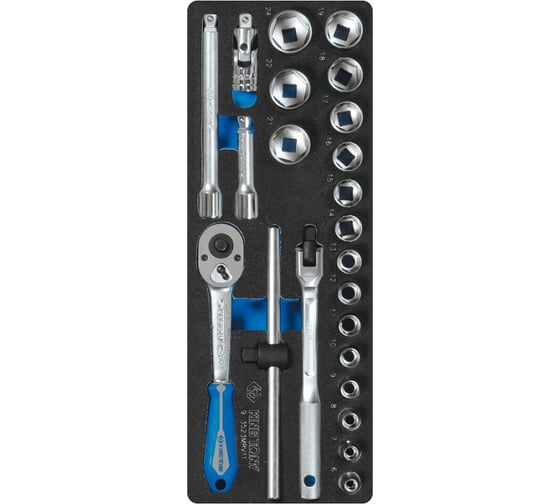 Изображение товара Набор торцевых головок KING TONY 3/8" с принадлежностями, ложемент, 23 предмета 9-3523MRV11