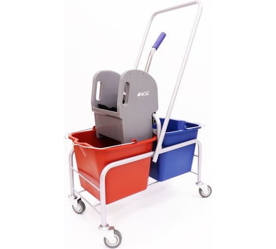 Изображение товара Тележка 2х-ведерная ACG 2x20л с отжимом, база металл серый (1шт.) 1027795