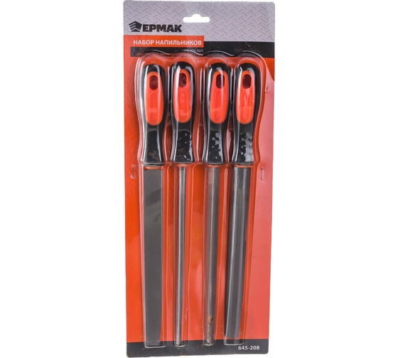 Изображение товара Набор напильников ЕРМАК 200 мм 4 шт двухкомпонентная ручка 645-208