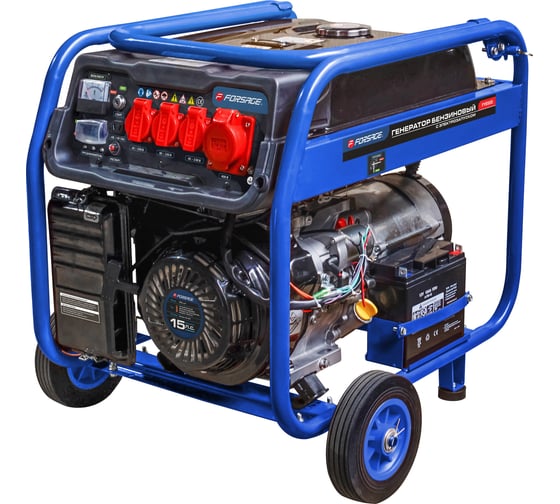 Изображение товара Генератор автономный бензиновый Forsage 2300/7000Вт ном., 3 роз. 220В~50Гц+роз.400В, двиг.15л.с., бак для бензина 25л, бензин АИ-92, время раб. 8ч, шум 97дБ F-FY8500(57992)