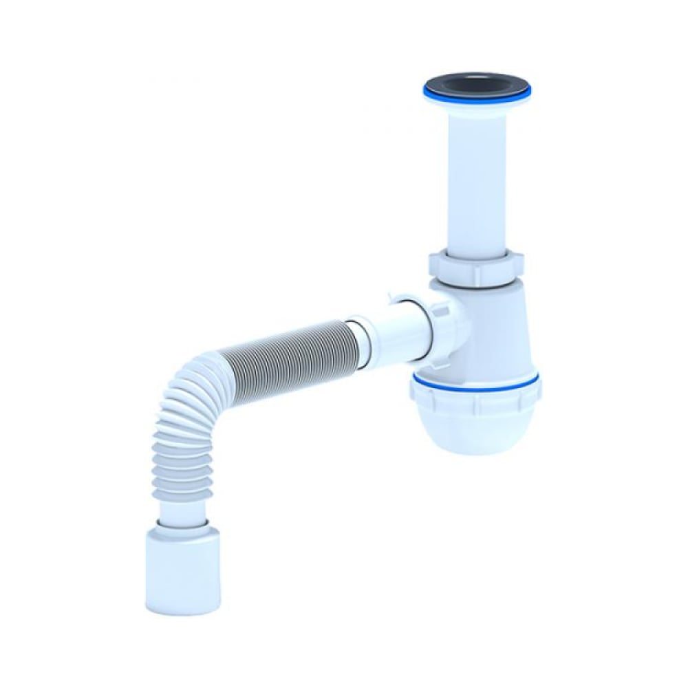 Изображение товара Сифон для умывальника АНИ Пласт бутылочный 1 1/4x40, гофра 40х40, нерж/сетка C1005 025-0328