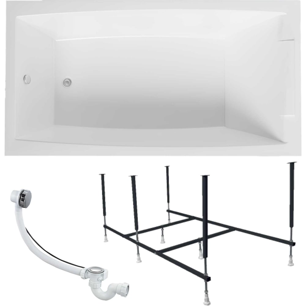 Изображение товара Акриловая ванна 1Marka AELITA 180x80 см с каркасом и возможность установки стеклянной шторки