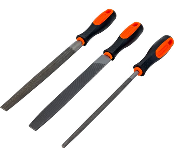 Изображение товара Набор напильников ЕРМАК 200мм 3шт двухкомпонентная ручка 645-209