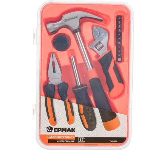 Изображение товара Универсальный набор инструмента ЕРМАК 17 предметов 736-178
