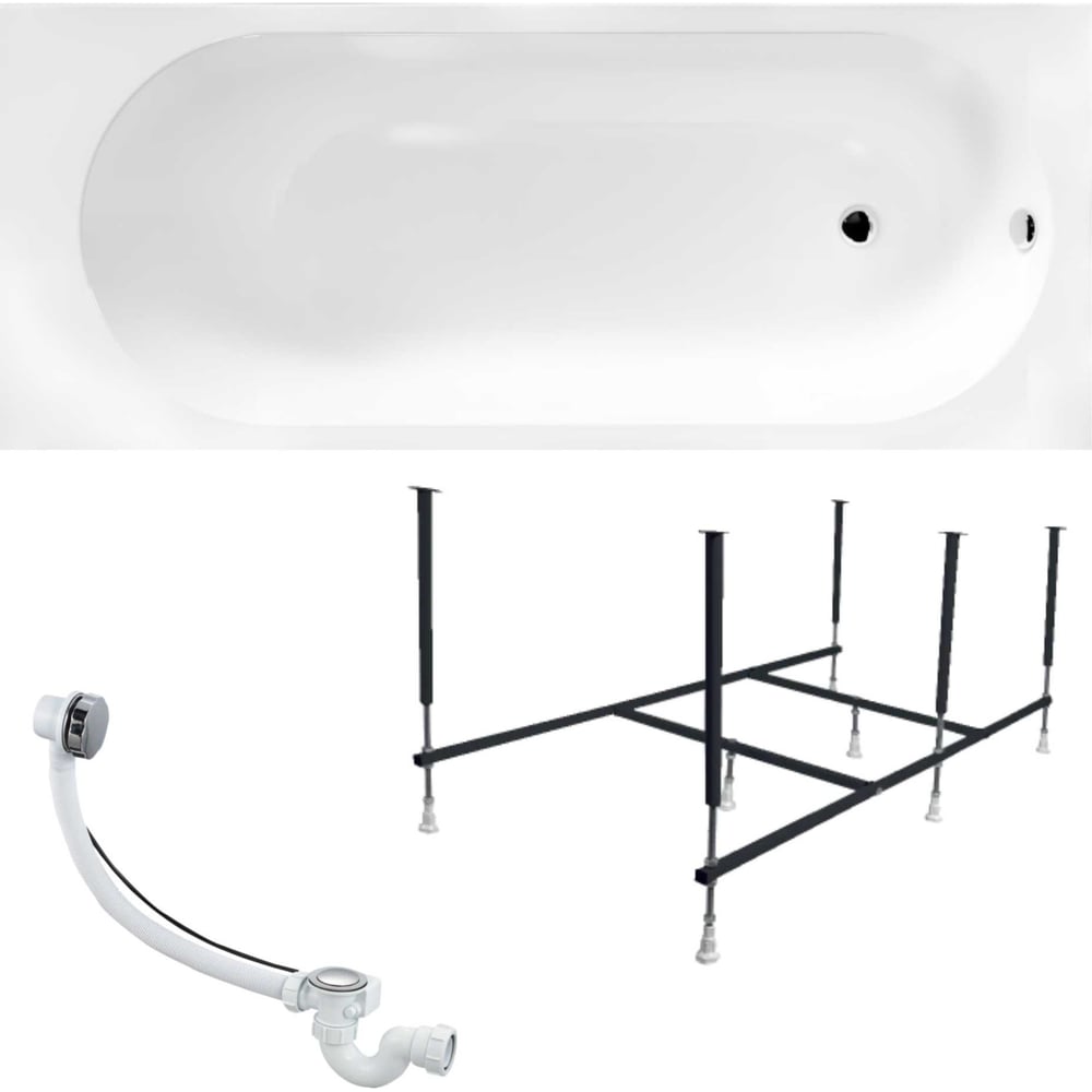 Изображение товара Акриловая ванна 1Marka ATLAS 170x70 см с каркасом и шторкой