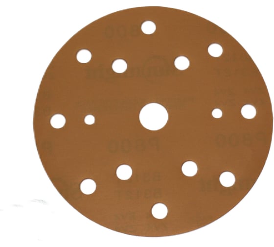 Изображение товара Шлифовальный круг В312TV 150 мм, на липучке, 15 отверстий, золотистый, Р800 R2R 2020-44319