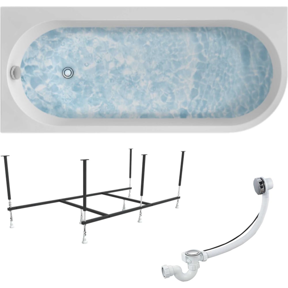 Изображение товара Акриловая ванна 1Marka ALISA 170x75 см асимметричная с каркасом и сливом хром Изображение товара Акриловая ванна 1Marka ALISA 170x75 см асимметричная с каркасом и сливом хром