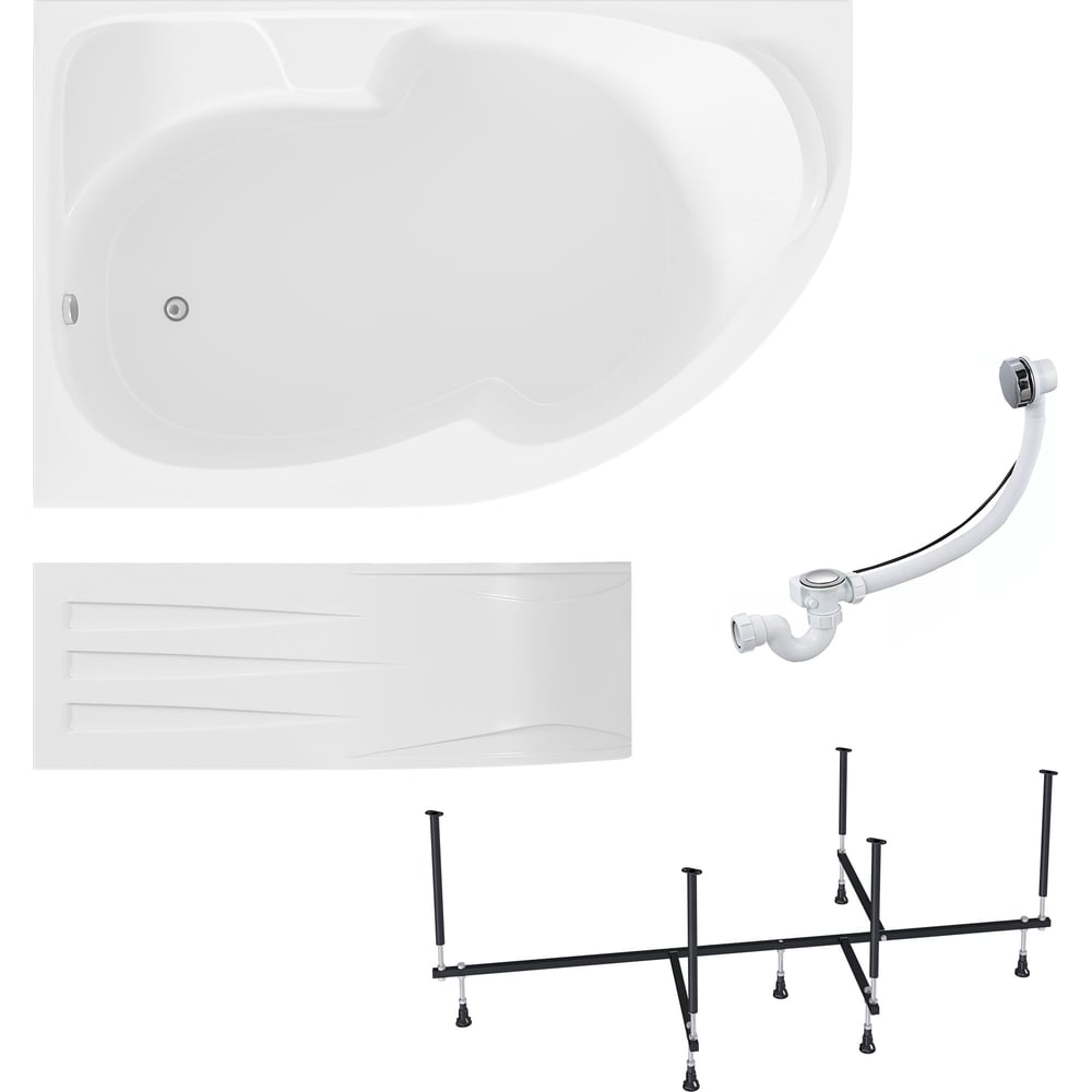 Изображение товара Акриловая ванна 1Marka DIANA 170x105 см асимметричная с каркасом и панелью