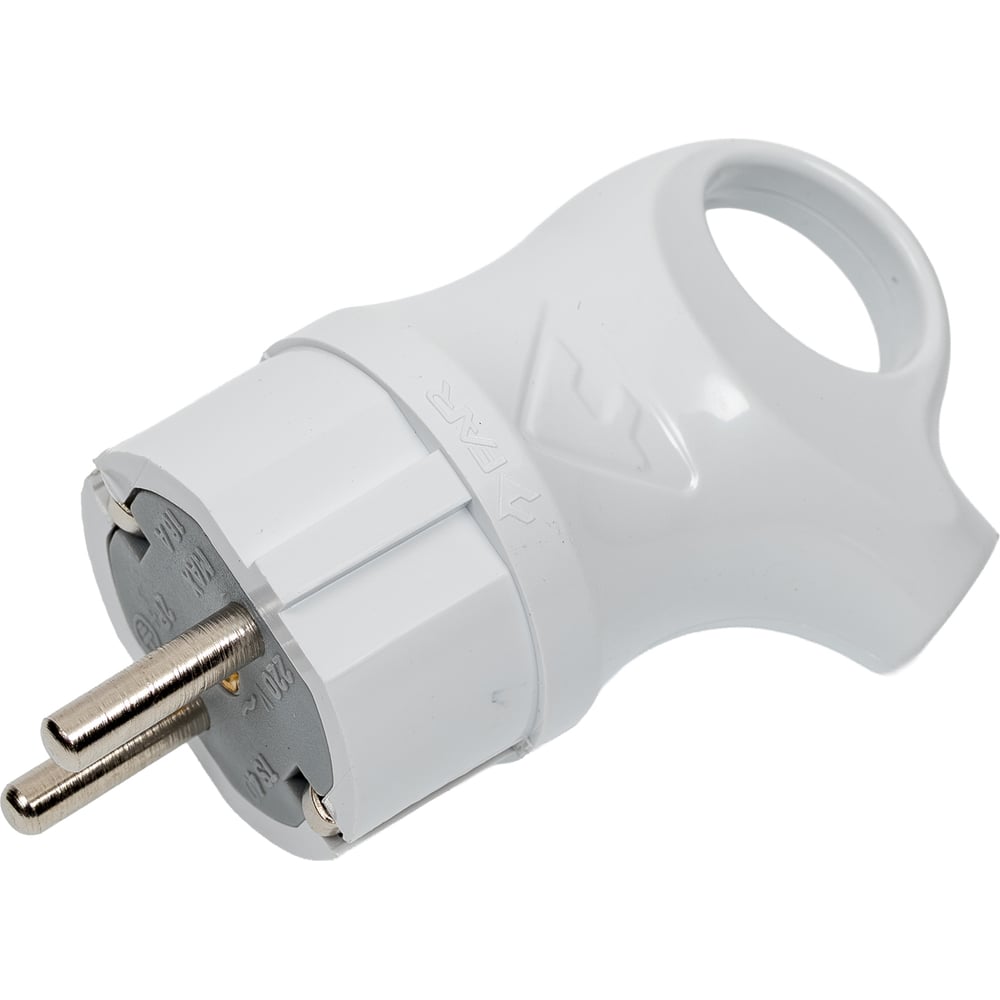 Изображение товара Вилка кабельная штепсельная FAR с кольцом заземлением белая F182