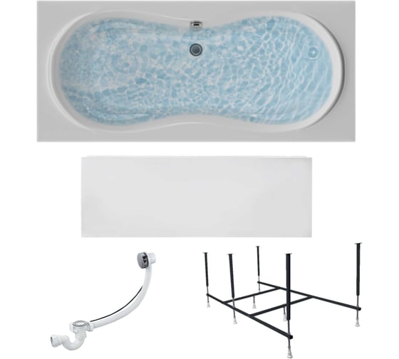 Изображение товара Ванна акриловая 1Marka DINAMIKA 170x80 см, в наборе 4 в 1: прямоугольная ванна, фронтальная панель, усиленный металлический каркас, слив-перелив хром 01ди1780кп