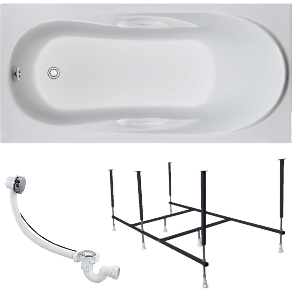 Изображение товара Ванна акриловая 1Marka MEDEA 150x70 см с металлическим каркасом и сливом хром