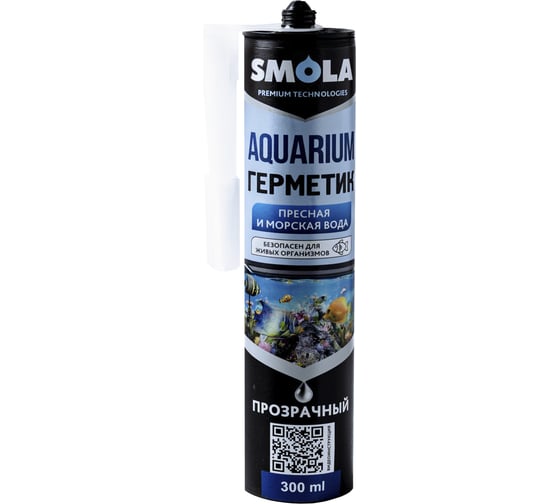 Изображение товара Герметик силиконовый SMOLA AQUARIUM для пресной и морской воды, прозрачный, 300 мл 04-1-1-005