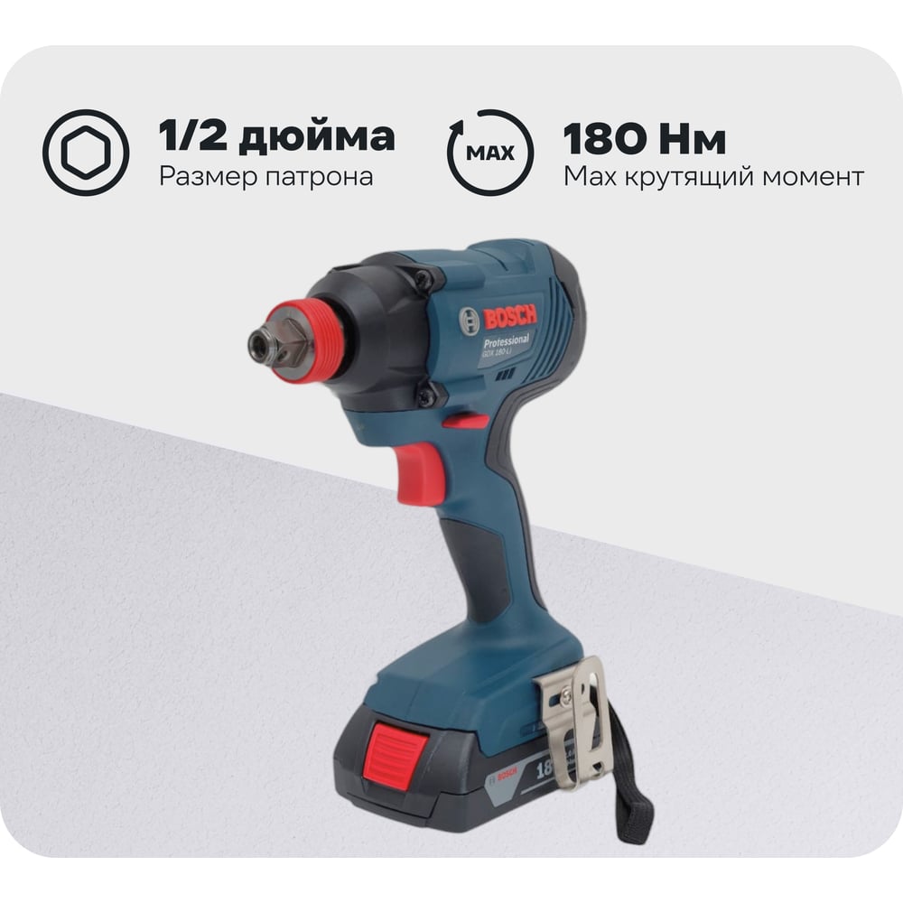 Изображение товара Аккумуляторный гайковерт Bosch GDX 180-LI с двумя аккумуляторами 18 В