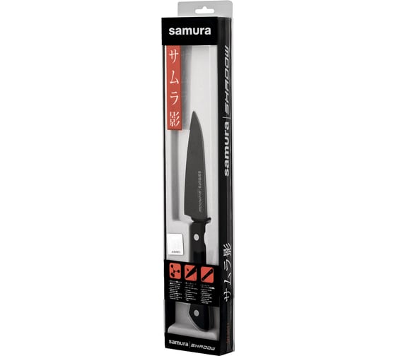 Изображение товара Нож кухонный Samura SHADOW овощной с покрытием Black-coating 99 мм, AUS-8, ABS пластик SH-0011/K