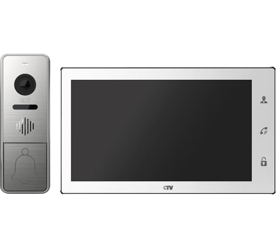 Изображение товара Комплект видеодомофона (вызывная панель -D4005 и монитор -M4706AHD) CTV -DP4706AHD W, поддержка формата Full HD, монитор с экраном 7" белый 10-0000344