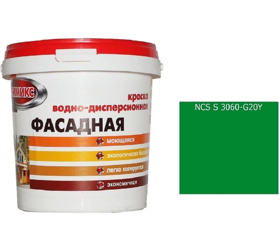 Изображение товара Краска водно-дисперсионная для наружных работ Эммикс моющаяся S 3060 G 20 Y ведро 4,5 л 4690417121052