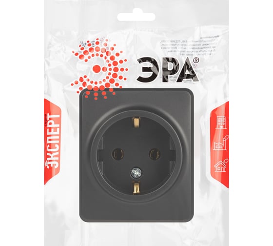 Изображение товара Розетка ЭРА Эксперт 11220305 2PE Schuko IP20 16A250В открытой установки антрацит Б0063008