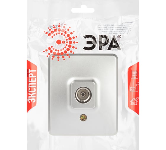 Изображение товара Розетка одиночная ЭРА Эксперт 11320103 TV IP20, открытой установки, алюминий Б0062996