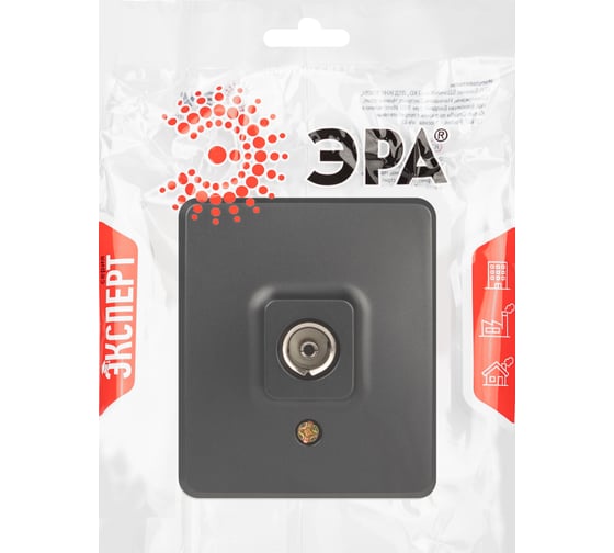 Изображение товара Розетка одиночная ЭРА Эксперт 11320105 TV IP20, открытой установки, антрацит Б0063024