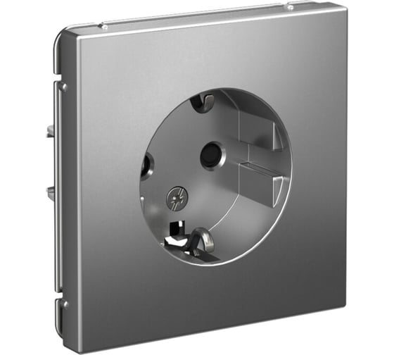 Изображение товара Розетка Systeme Electric ArtGallery Сталь с заземлением, со шторками, 16А, механизм GAL000945