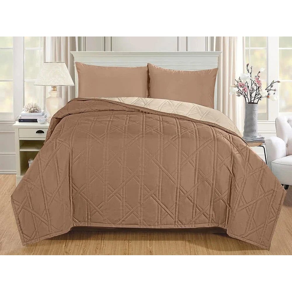 Изображение товара Покрывало Primavelle Arti 180x200 см, светло-коричневое с геометрическим рисунком