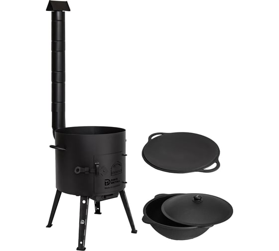 Изображение товара Печь + казан + крышка садж Davr Metall (12 литров плоское дно) печь+казан12(плоск)+садж