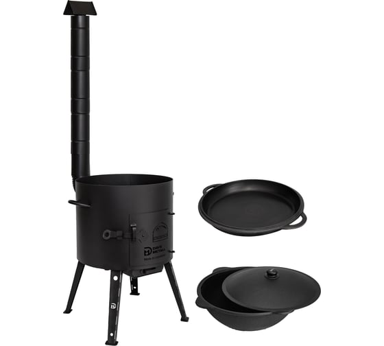 Изображение товара Печь + казан + крышка сковорода Davr Metall (16 литров плоское дно) печь+казан16(плоск)+сковорода