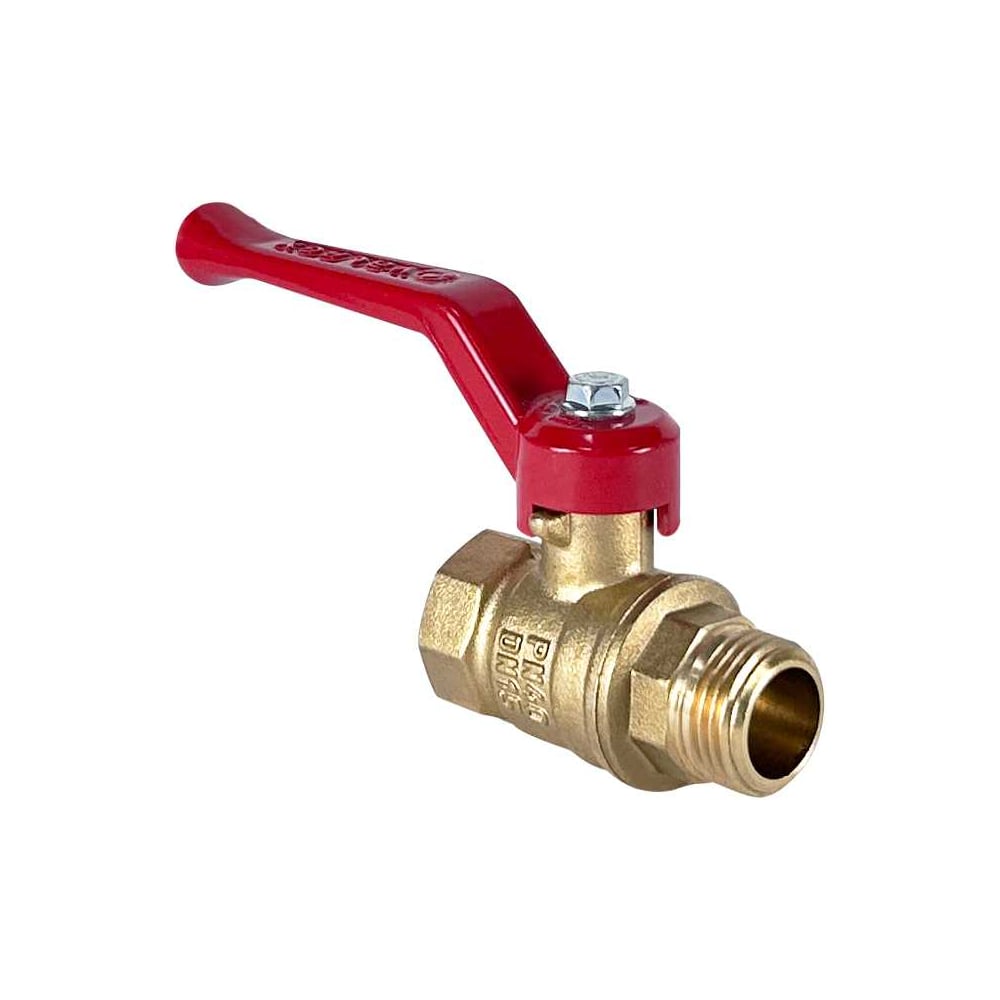 Кран шаровой Valfex N/P59 бирка для воды, 1 1/2" ВР/НР, ручка рычаг, латунный никелированный 11Б27фт1М VF.215.NR1.112.N/P59.Bir