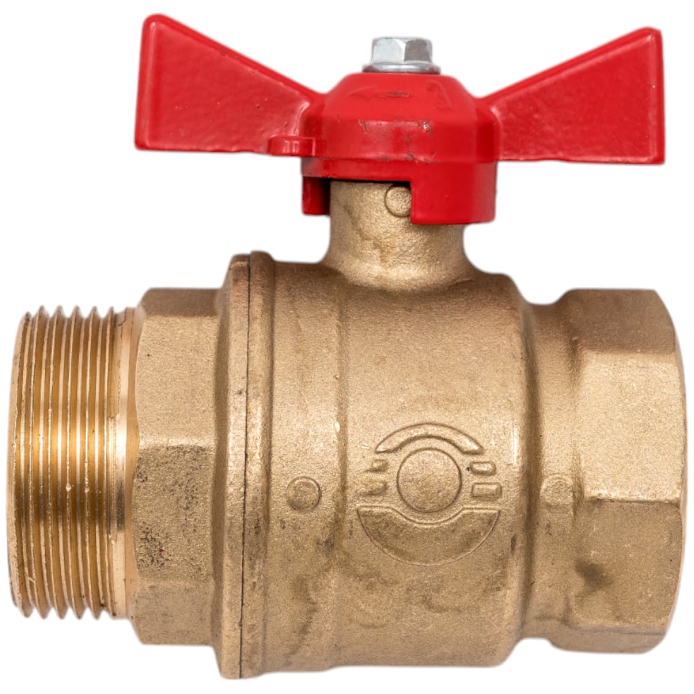Кран шаровой Valfex N/P59 БИРКА для воды 1 1/4" ВР/НР ручка-бабочка, латунный 11Б27фт1М (24/6) VF.218.LB1.114.N/P59.Bir