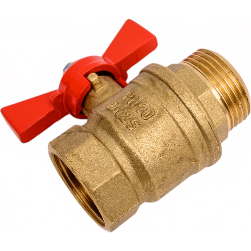 Изображение товара Кран шаровой Valfex N/P59 БИРКА для воды 1" ВР/НР ручка-бабочка, латунный 11Б27фт1М (48/12) VF.218.LB1.100.N/P59.Bir