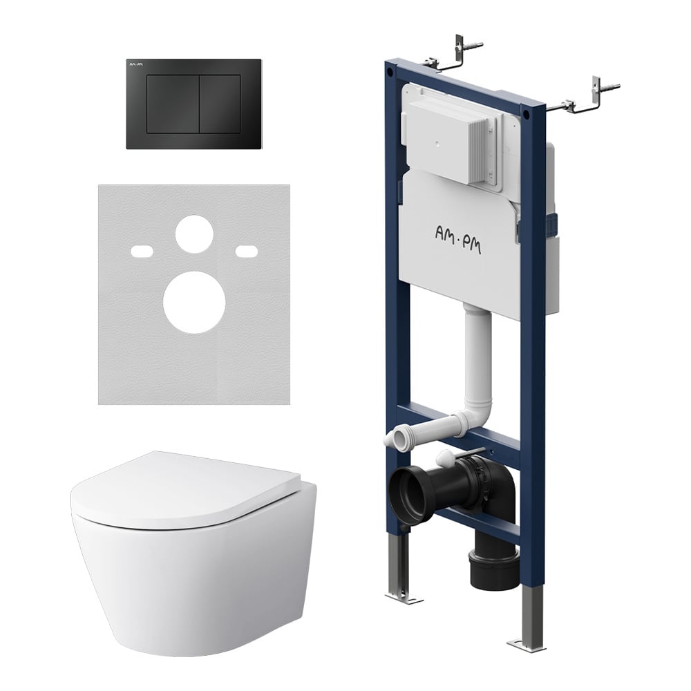 Изображение товара Инсталляция AM.PM PrimeFit S с унитазом Sense FlashClean мат.черный