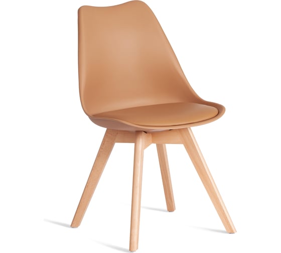Изображение товара Стул TetChair TULIP (mod. 73-1) 1 шт. в упаковке, дерево/пластик/экокожа, 47,5x55x80 см, Бежевый (Latte) 21406